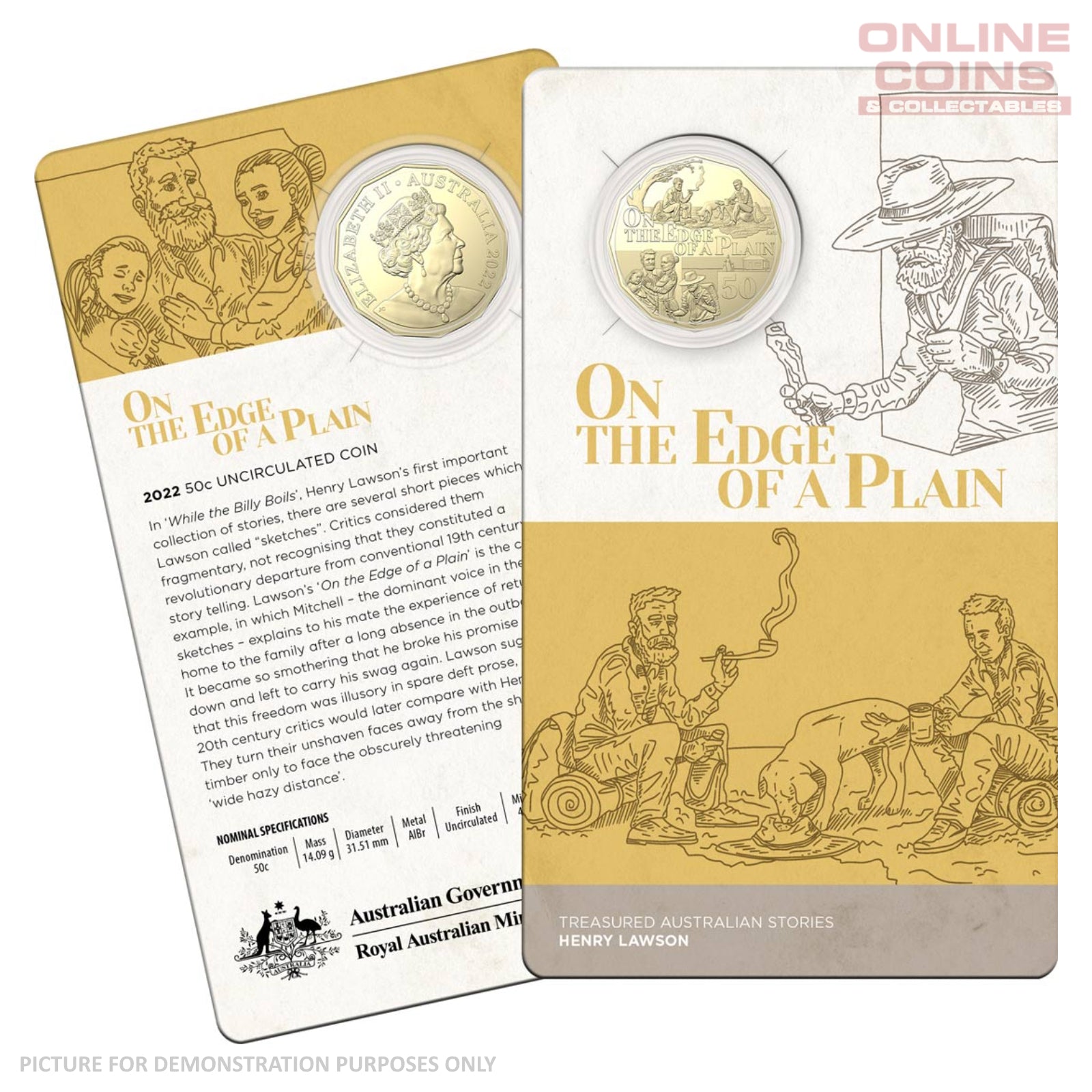 2022 50c AlBr Uncirculated Carded Coin - On The Edge Of A Plain